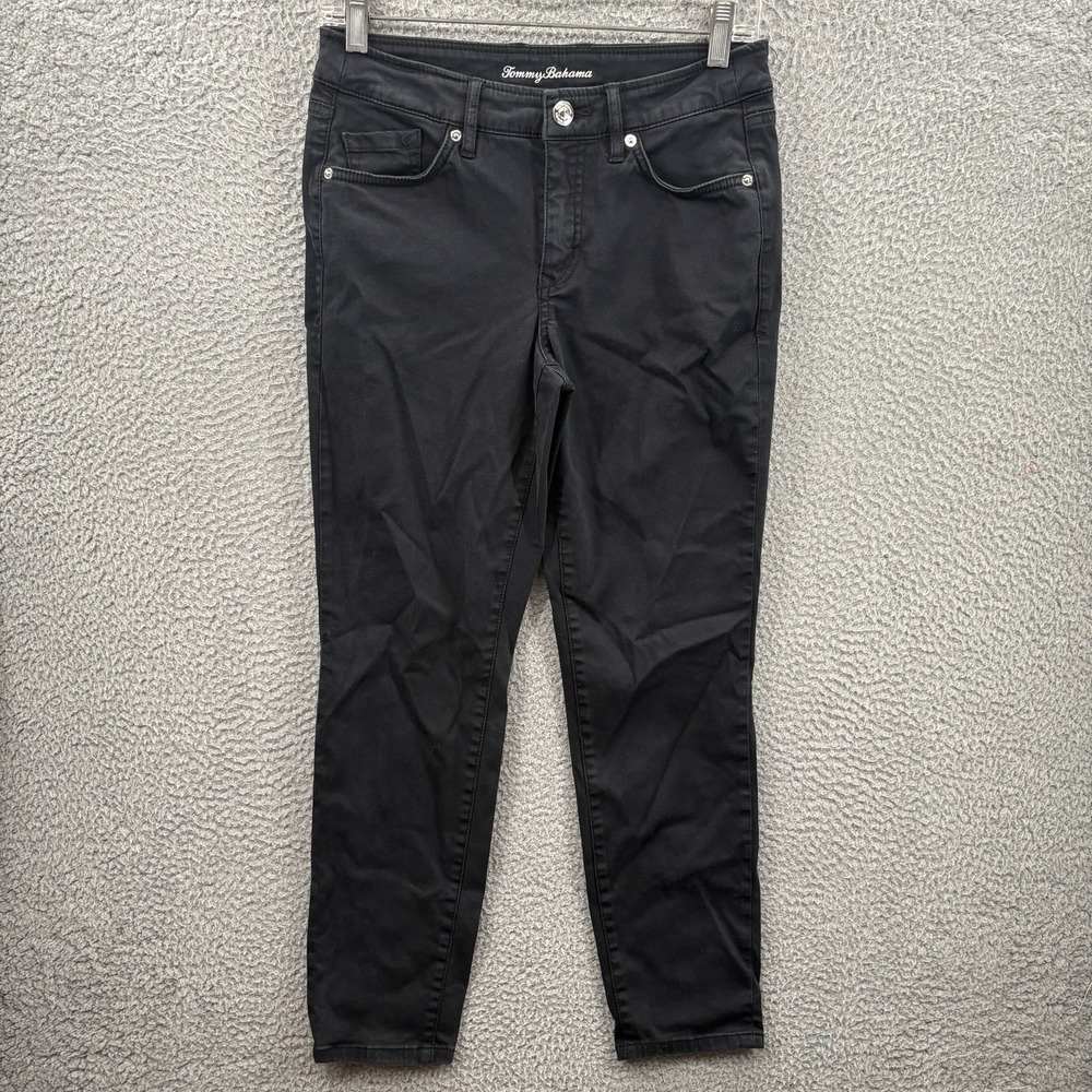 Tommy Bahama Jeans Womens 2 Black Boracay Beach High Rise Ankle Stretch Pants